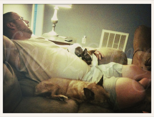 Steve Cuddling with the Puppies